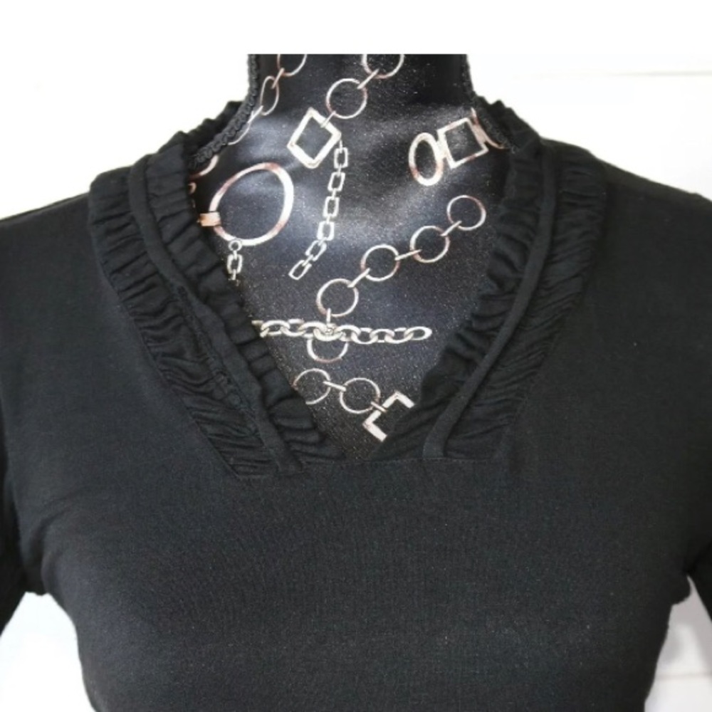 Etcetera S Black Rayon‎ Jersey Knit Short Sleeve Top FLAWLESS